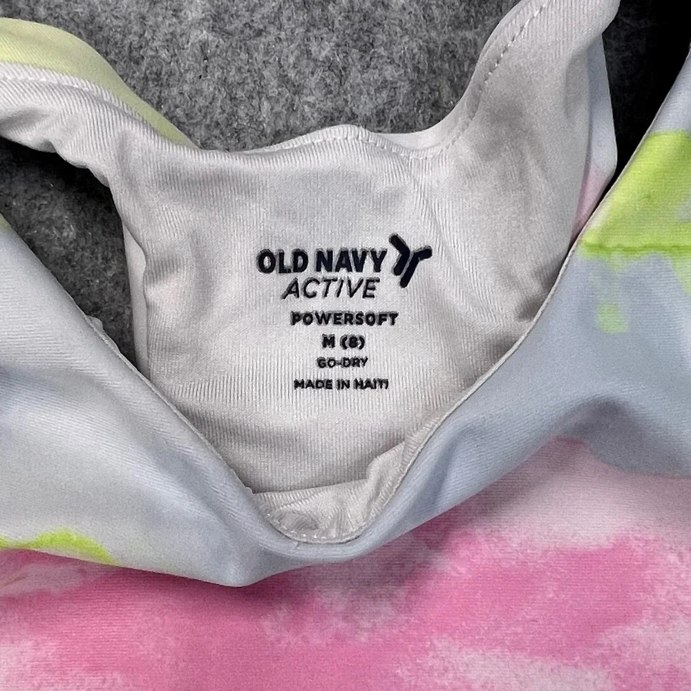 Old Navy Active Girls Powersoft Go-Dry Sports Bra Tie Dye Pastel Pink Yellow M 8